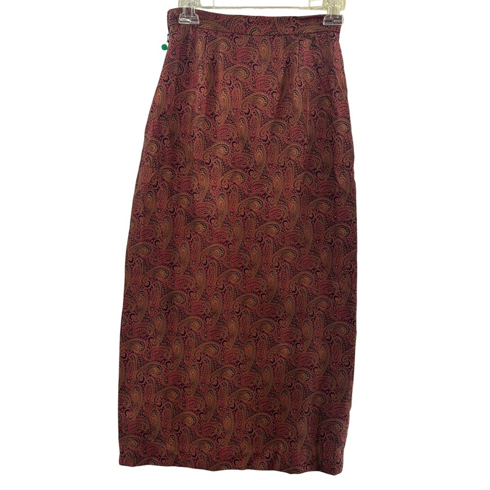 Patrick‎ Christopher Petite Silk Maxi Skirt Paisley Print Womens 2P